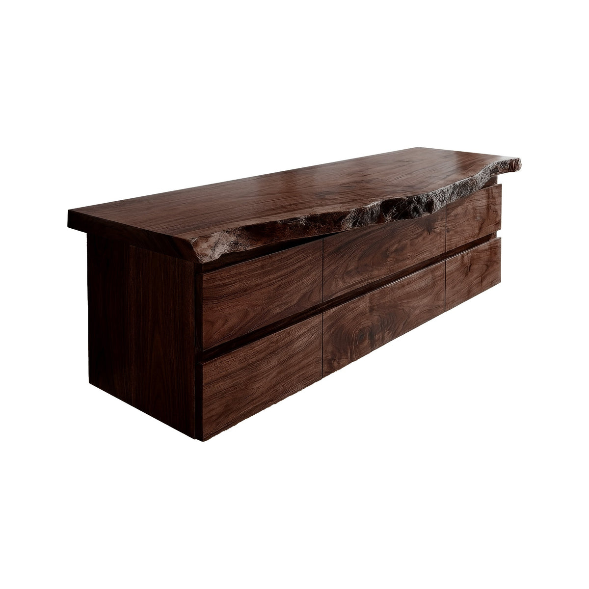 Velmora Live Edge Solid Wood Floating Bathroom Vanity With Drawers
